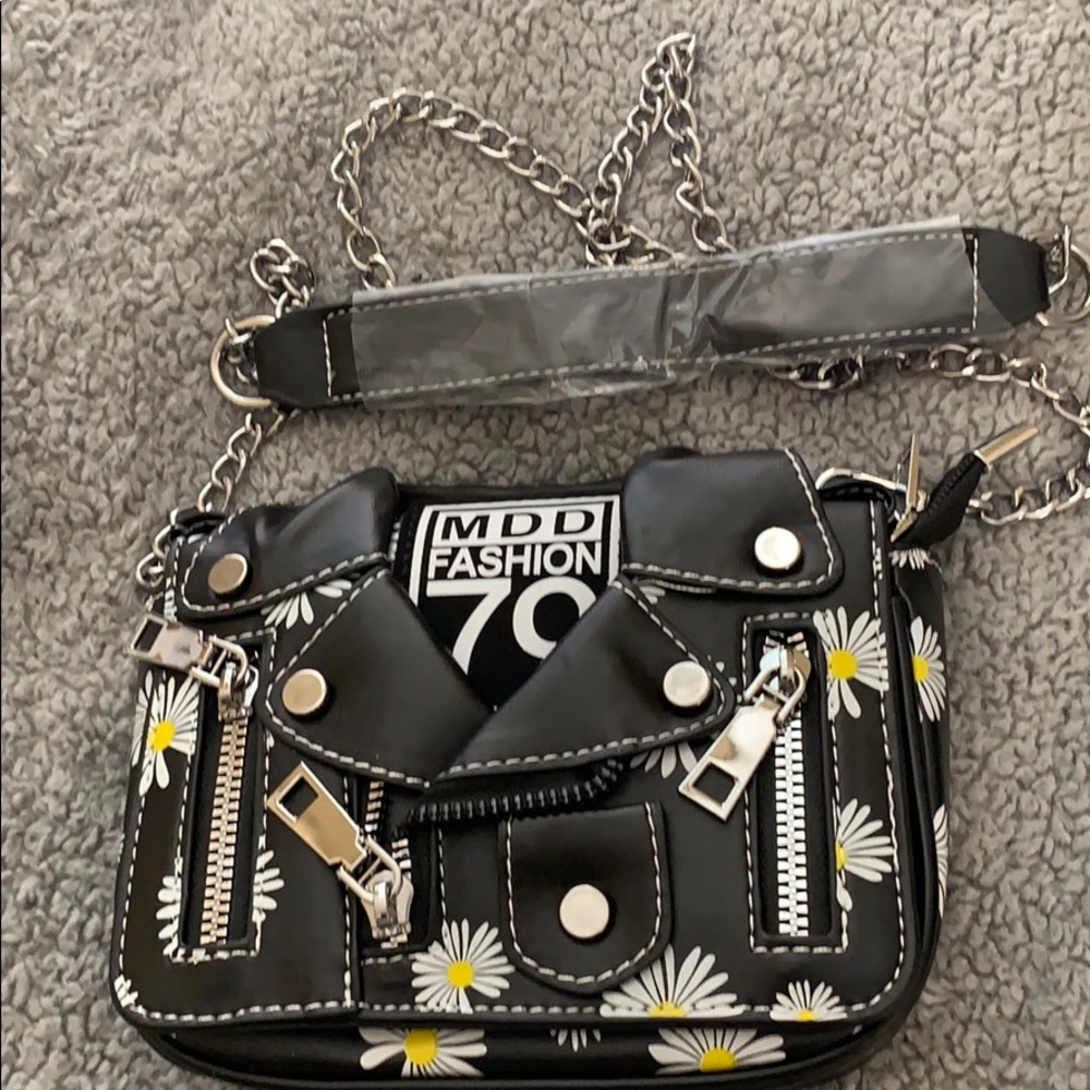 Black Faux leather crossbody purse